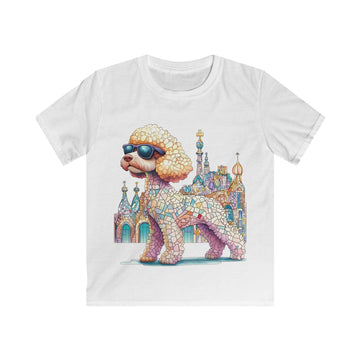 "Gaudí Poodle Pals" Kids Mosaic Art T-Shirt – Creative & Colorful Style for Kids