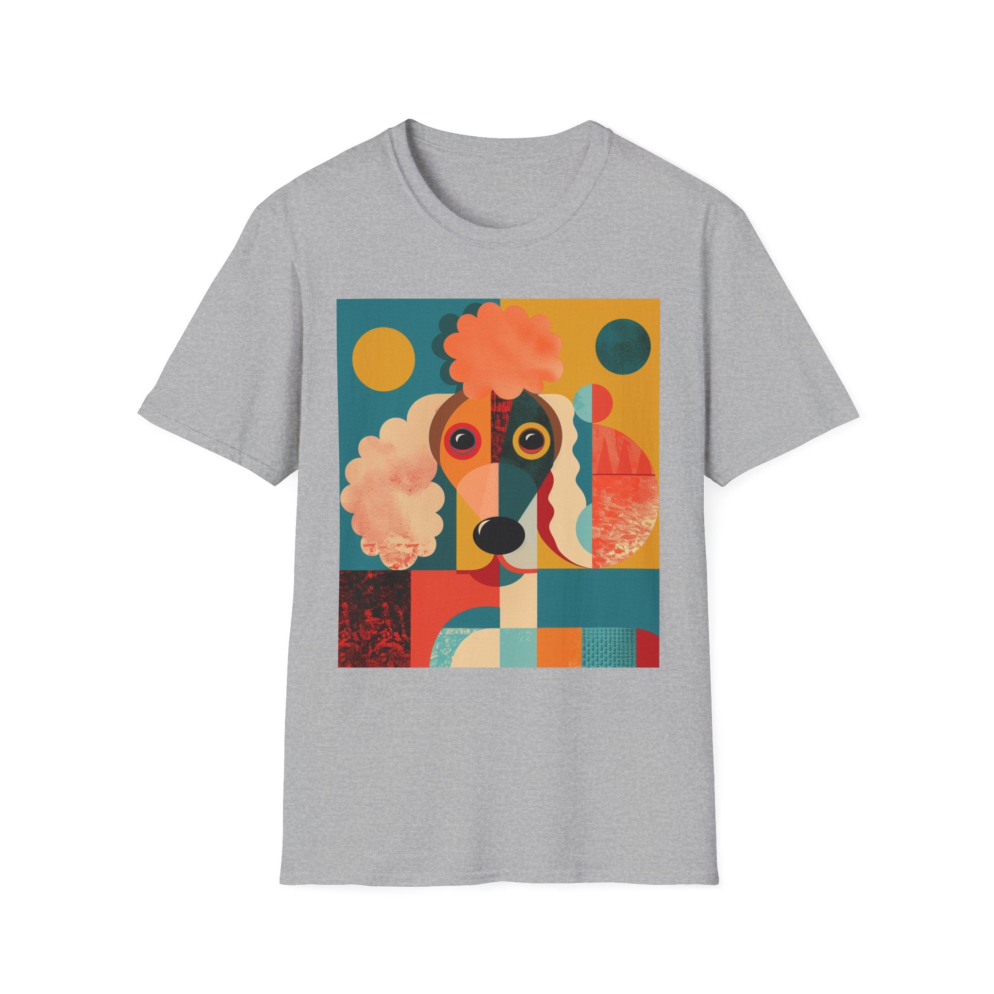 Colorful Dog Art Unisex Softstyle T-Shirt | Pet Lover Gift, Artistic Tee, Casual Wear, Birthday Gift, Unique Dog Design