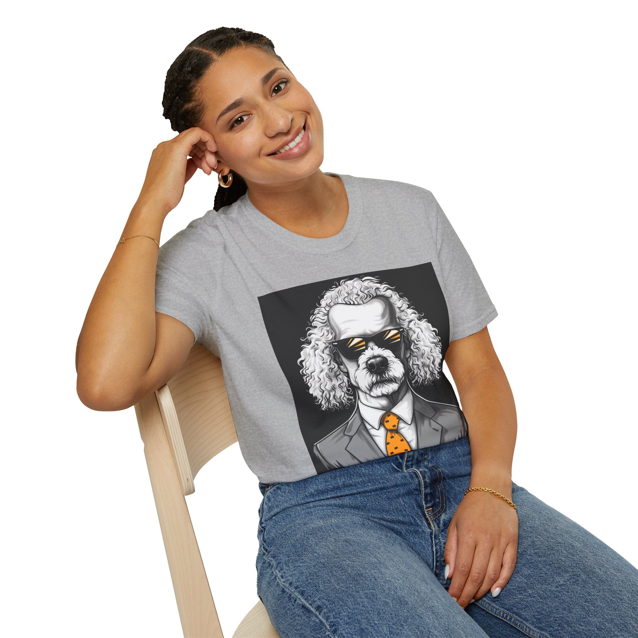Cool Dog in Suit T-Shirt, Unisex Funny Graphic Tee, Pet Lover Gift, Casual Wear, Dog Dad Shirt, Humor Fashion