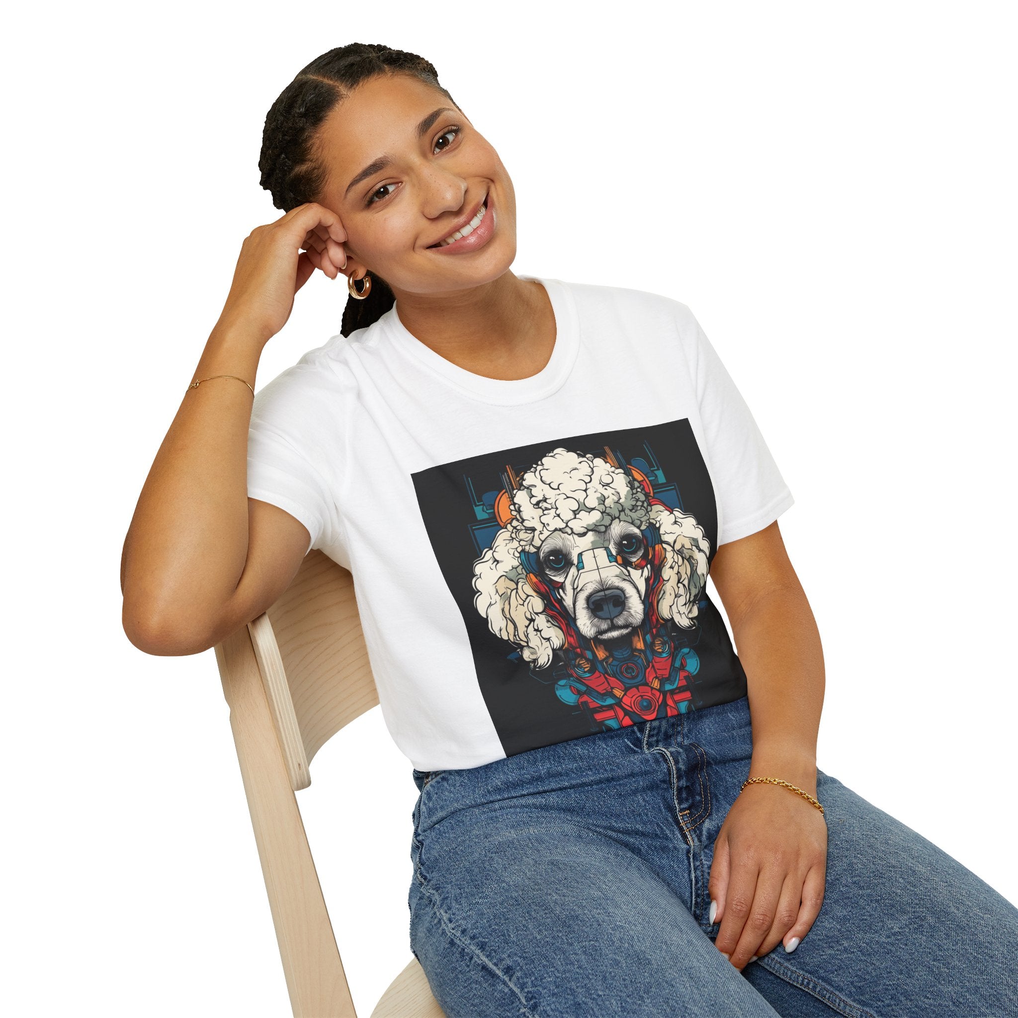 Artistic Poodle Graphic T-Shirt, Dog Lover Gift, Pet Owner Apparel, Unique Animal Lover Tee, Cute Animal Graphic Tee