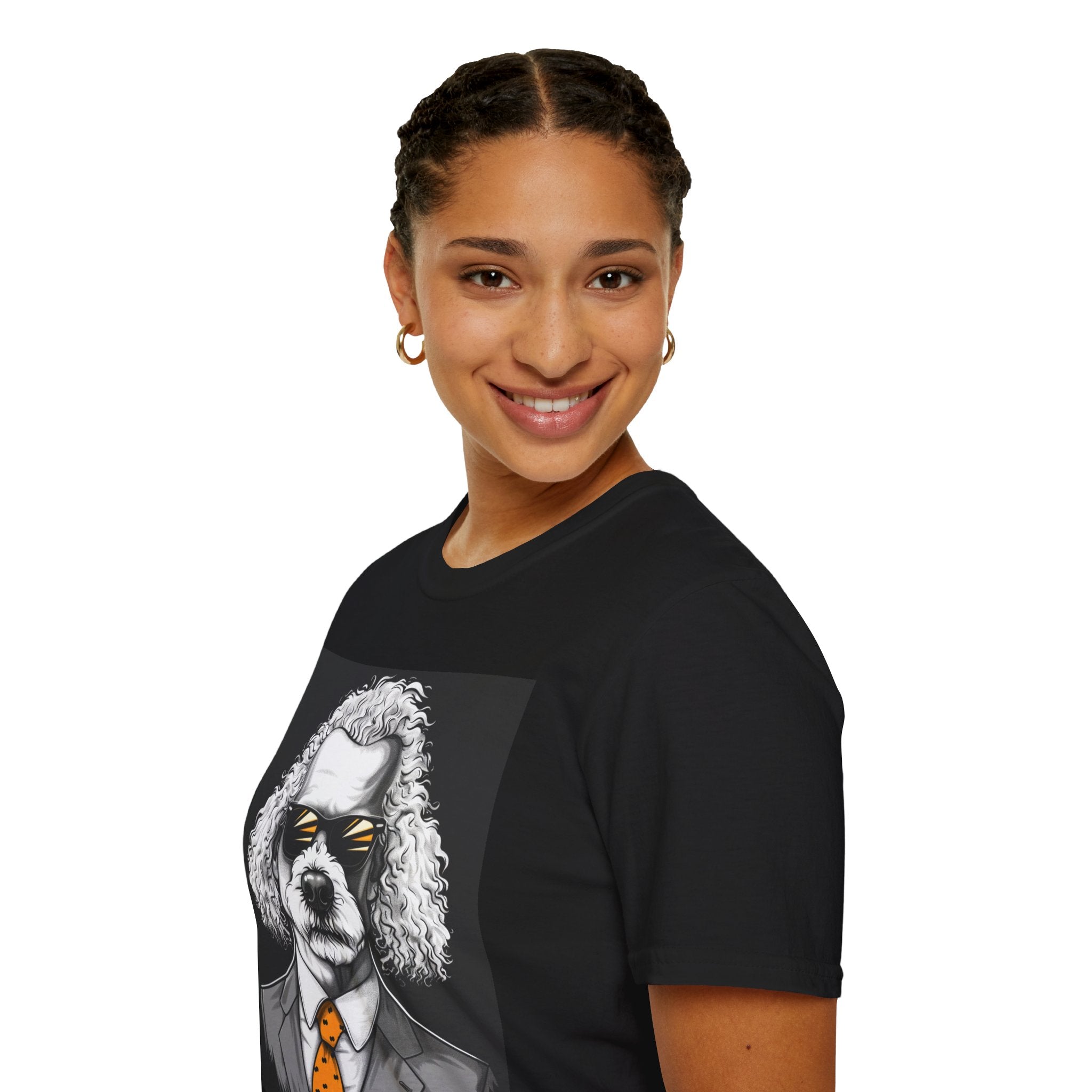 Cool Dog in Suit T-Shirt, Unisex Funny Graphic Tee, Pet Lover Gift, Casual Wear, Dog Dad Shirt, Humor Fashion