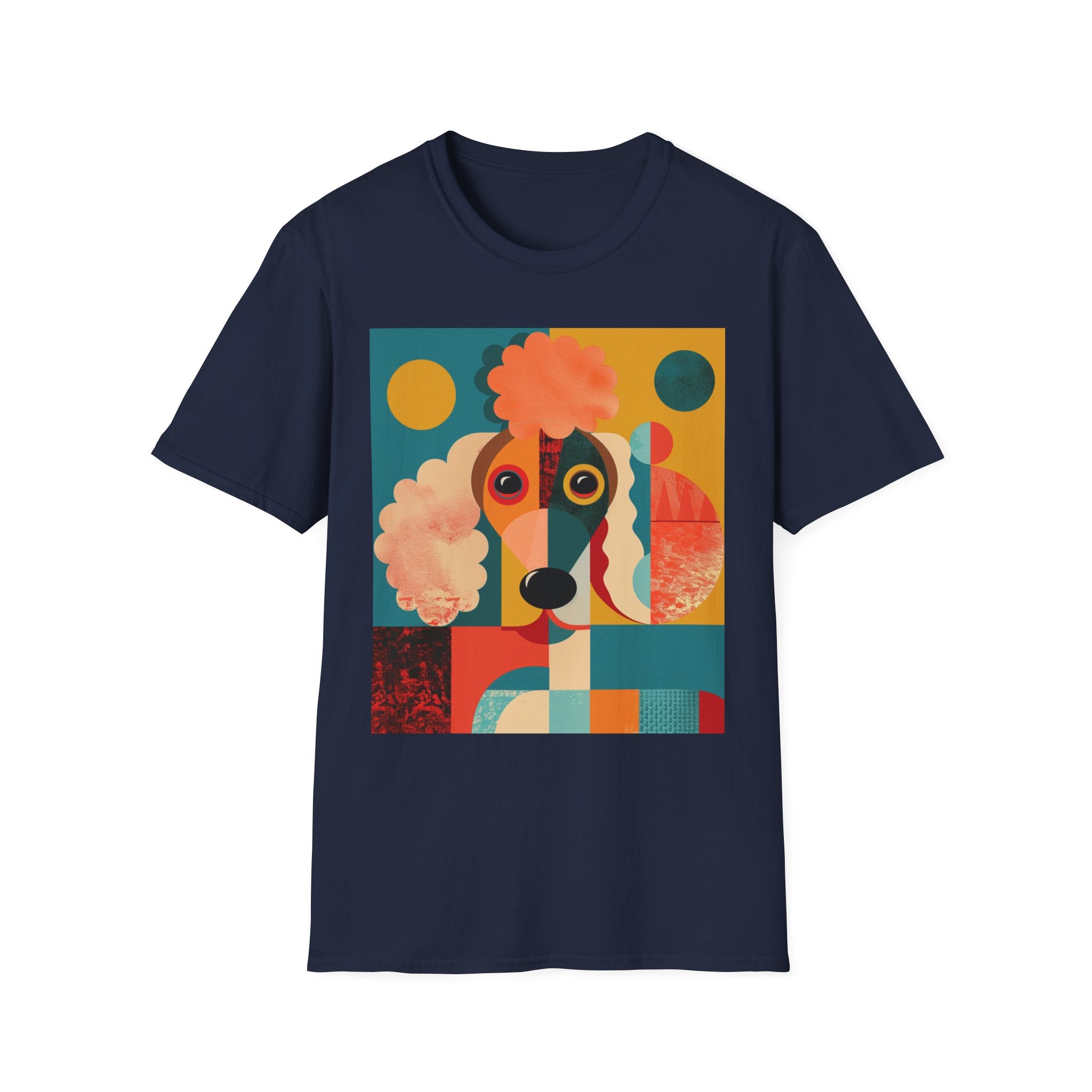 Colorful Dog Art Unisex Softstyle T-Shirt | Pet Lover Gift, Artistic Tee, Casual Wear, Birthday Gift, Unique Dog Design