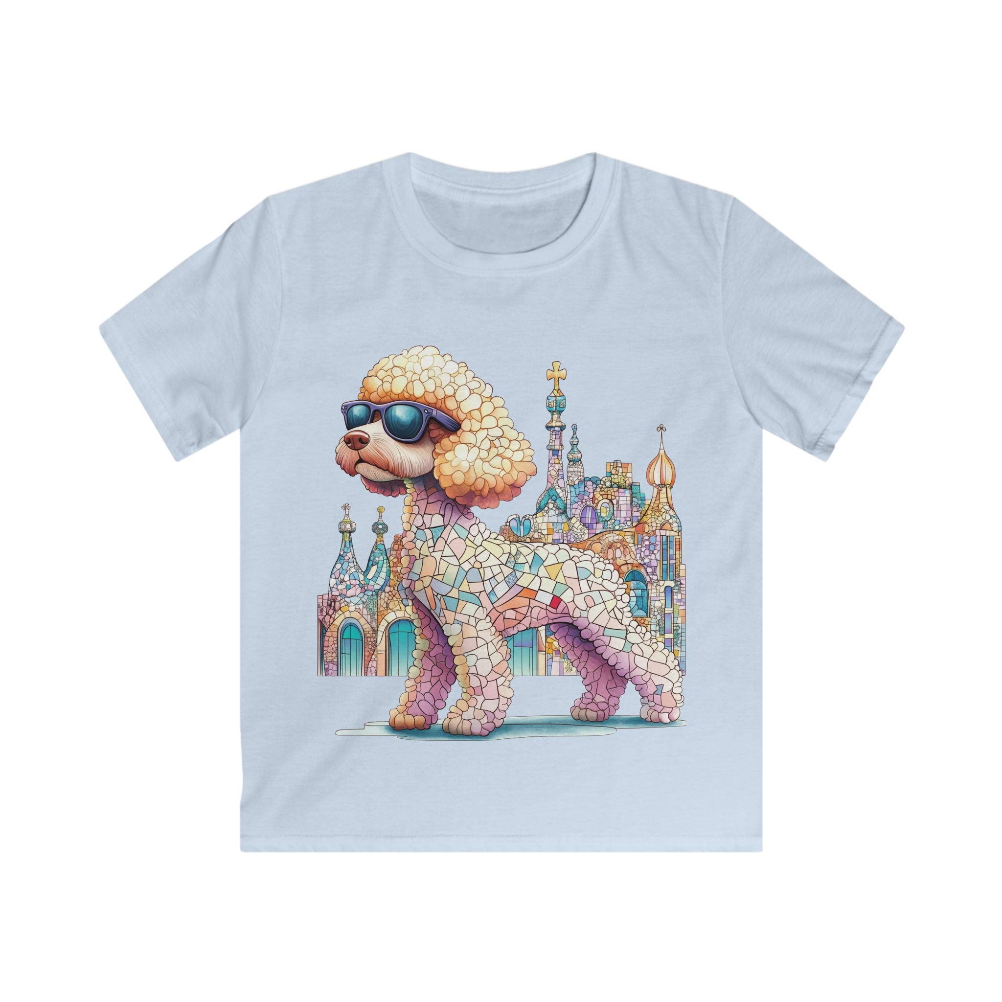 "Gaudí Poodle Pals" Kids Mosaic Art T-Shirt – Creative & Colorful Style for Kids