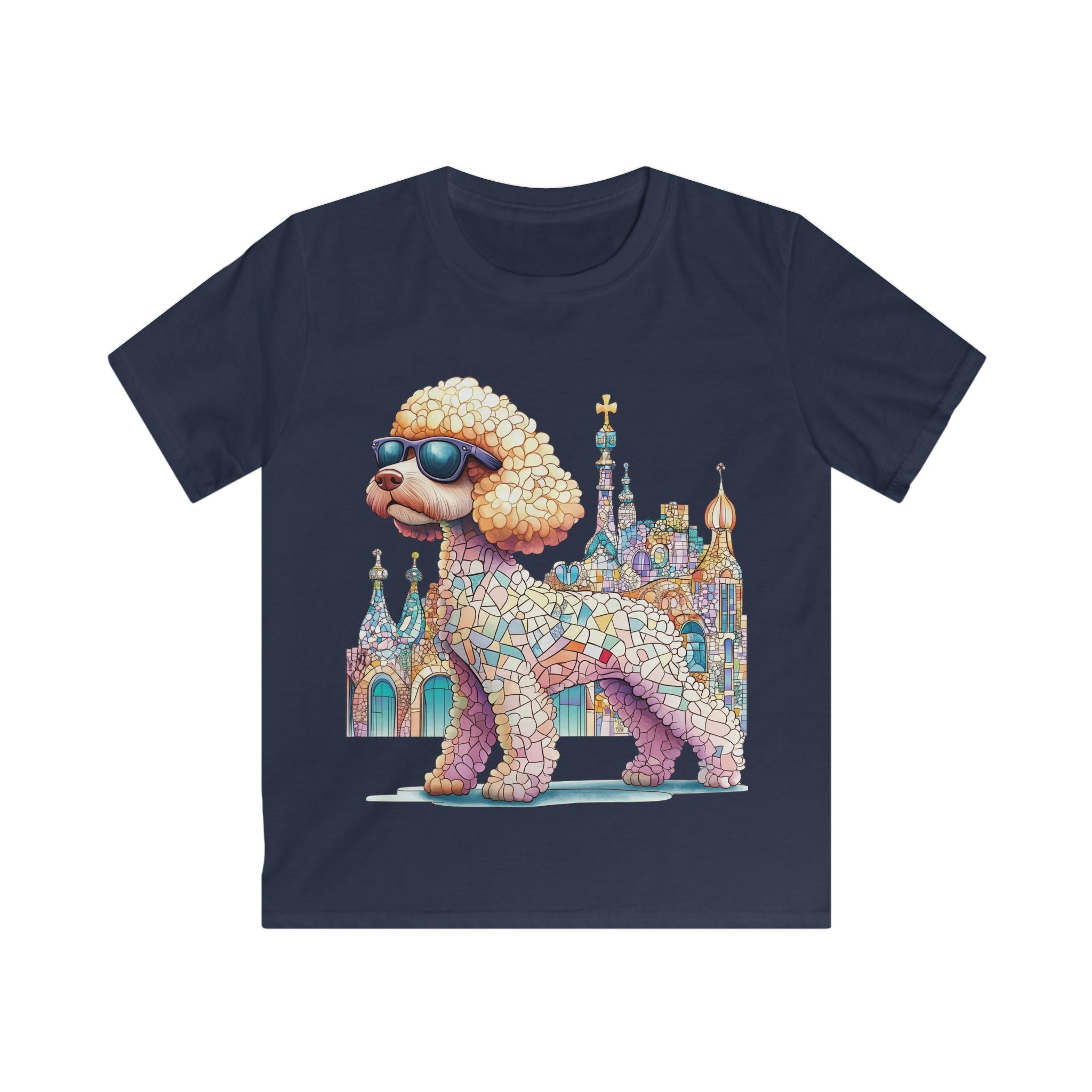 "Gaudí Poodle Pals" Kids Mosaic Art T-Shirt – Creative & Colorful Style for Kids