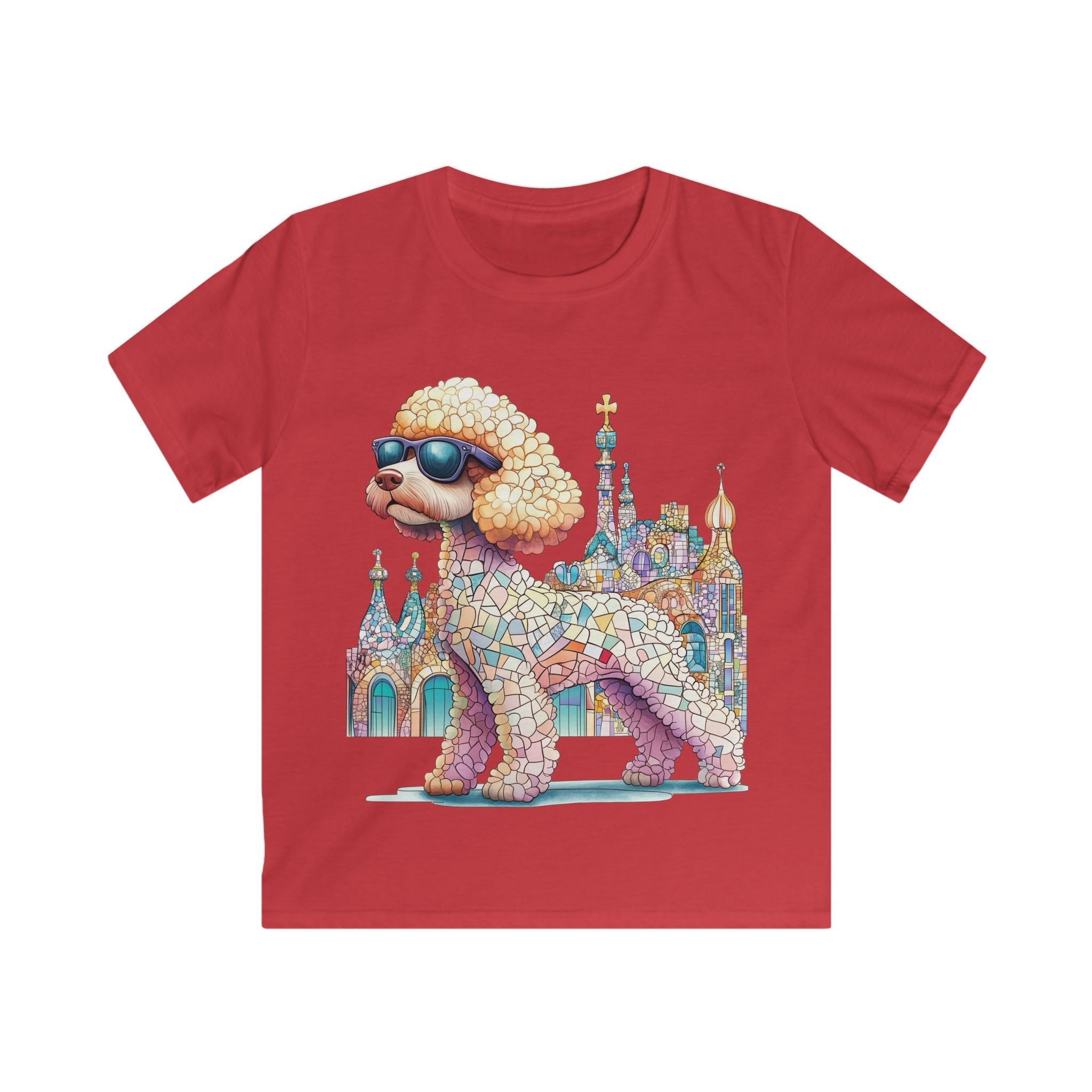 "Gaudí Poodle Pals" Kids Mosaic Art T-Shirt – Creative & Colorful Style for Kids