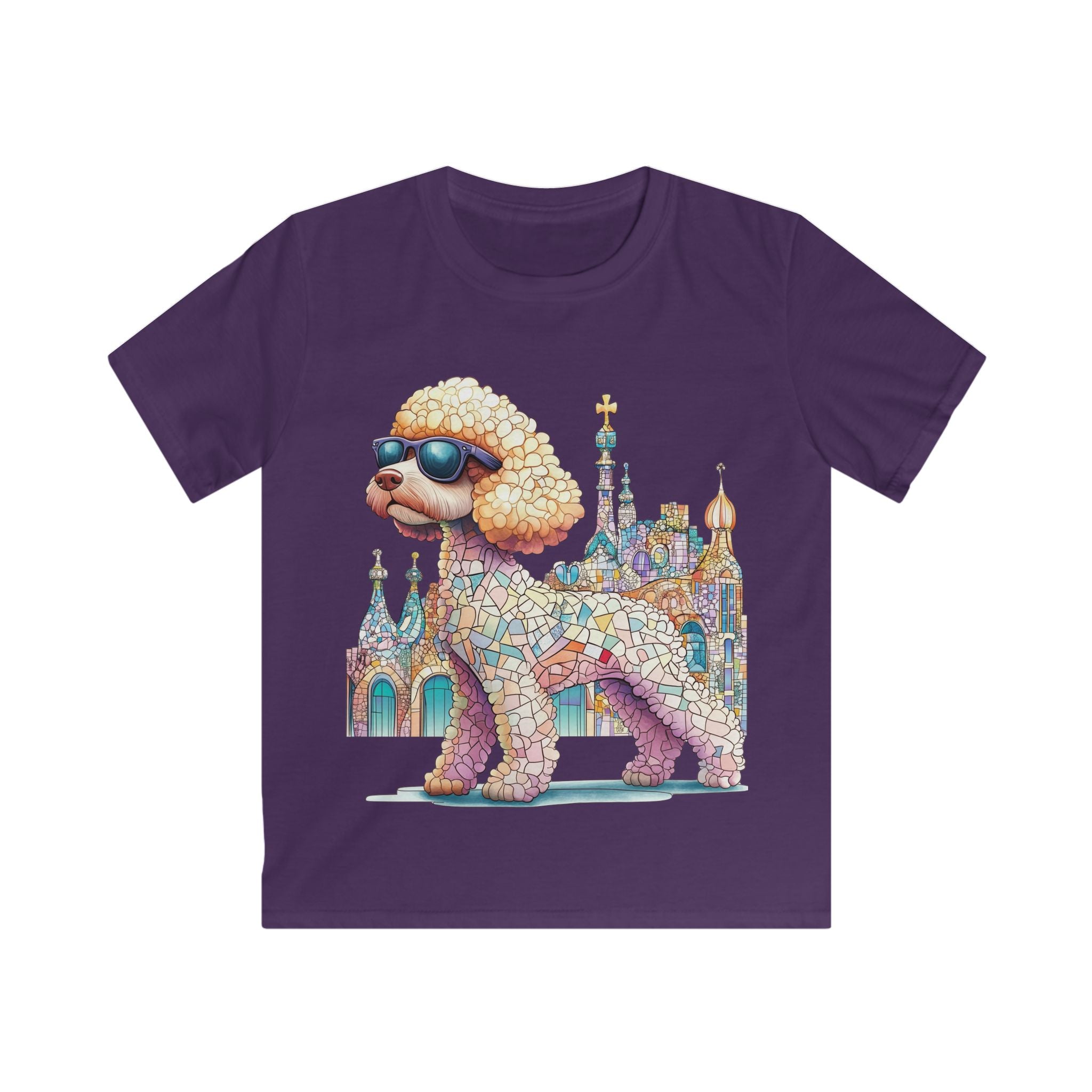 "Gaudí Poodle Pals" Kids Mosaic Art T-Shirt – Creative & Colorful Style for Kids