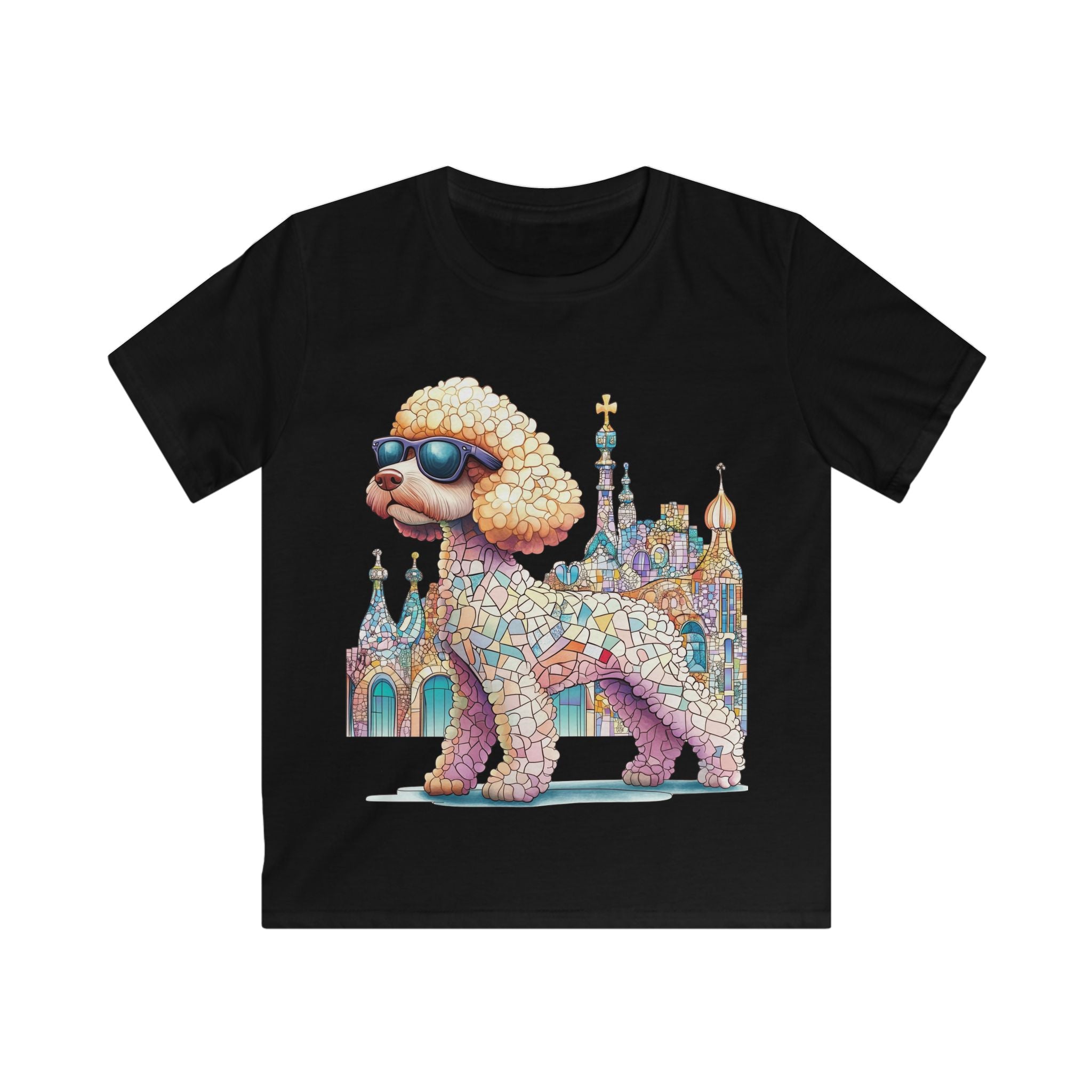 "Gaudí Poodle Pals" Kids Mosaic Art T-Shirt – Creative & Colorful Style for Kids