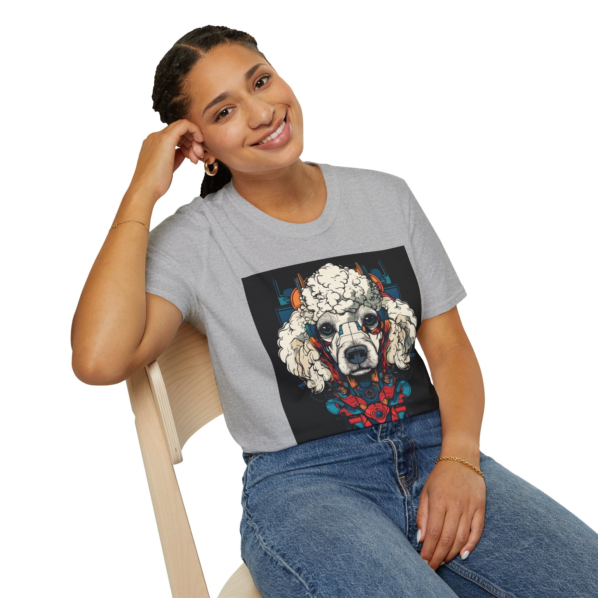 Artistic Poodle Graphic T-Shirt, Dog Lover Gift, Pet Owner Apparel, Unique Animal Lover Tee, Cute Animal Graphic Tee