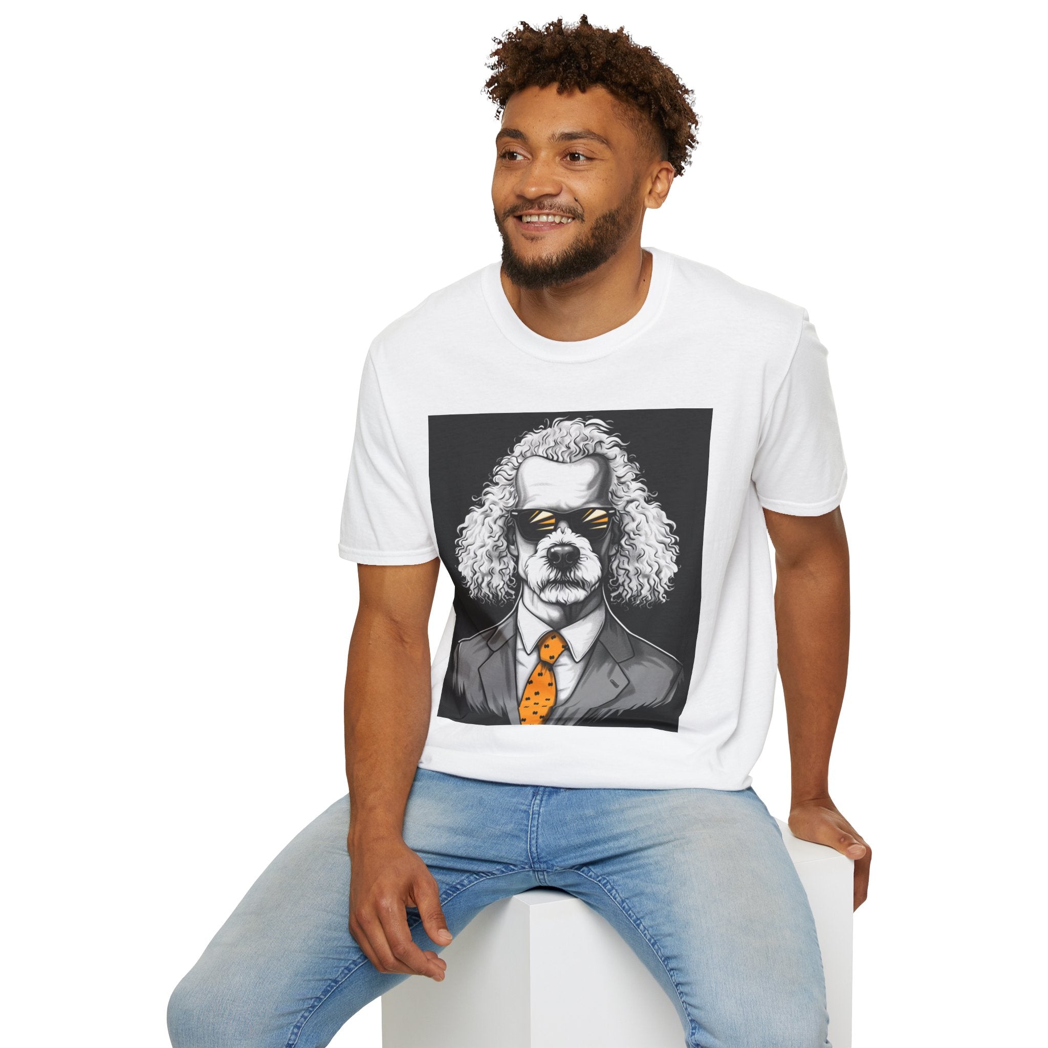 Cool Dog in Suit T-Shirt, Unisex Funny Graphic Tee, Pet Lover Gift, Casual Wear, Dog Dad Shirt, Humor Fashion