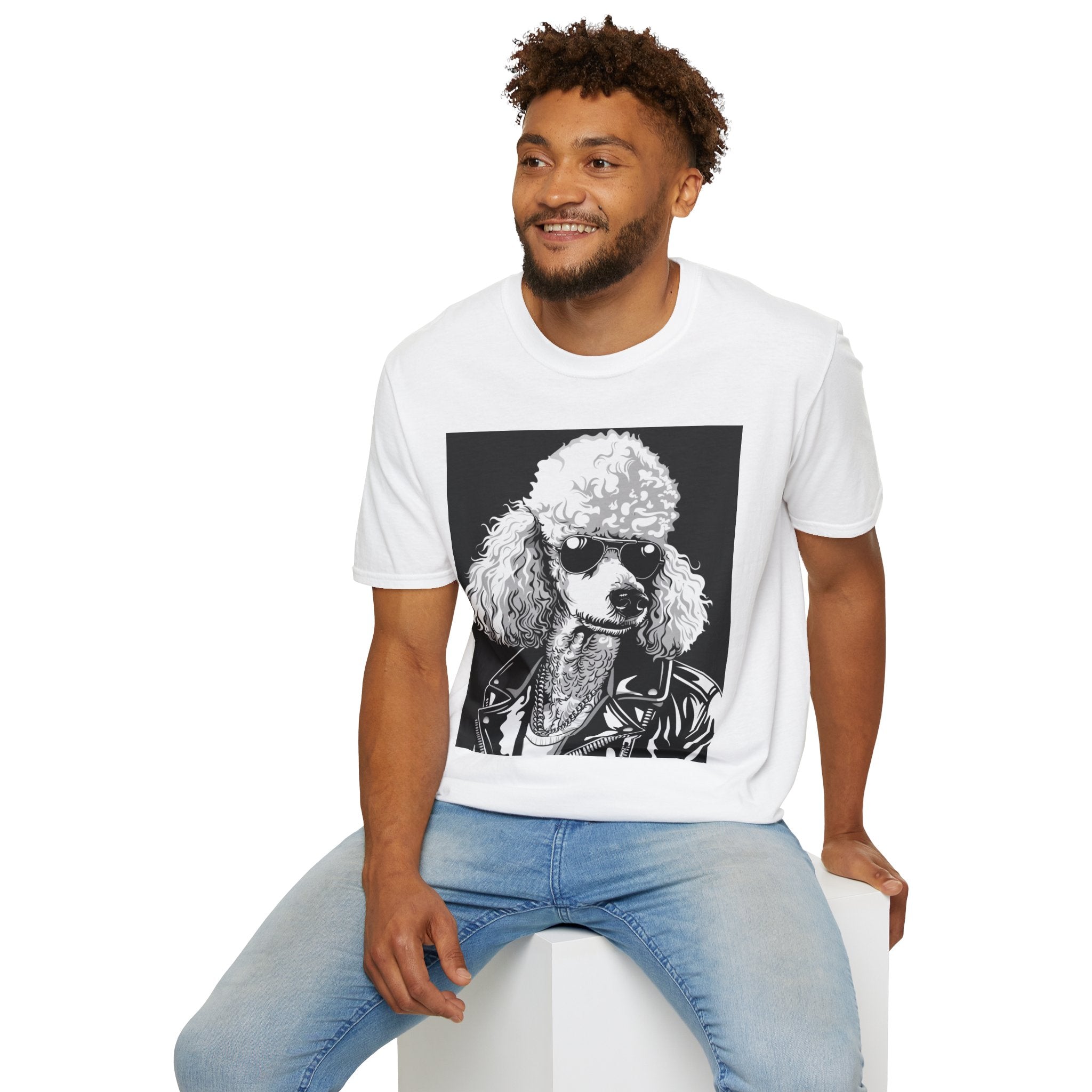 Poodle Rocker T-Shirt | Unisex Tee, Dog Lover Gift, Vintage Style Shirt, Music Festival Wear, Funny Animal Shirt