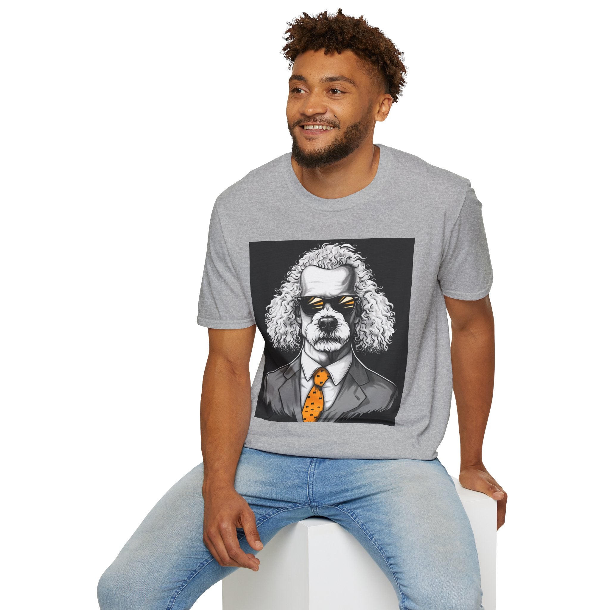Cool Dog in Suit T-Shirt, Unisex Funny Graphic Tee, Pet Lover Gift, Casual Wear, Dog Dad Shirt, Humor Fashion