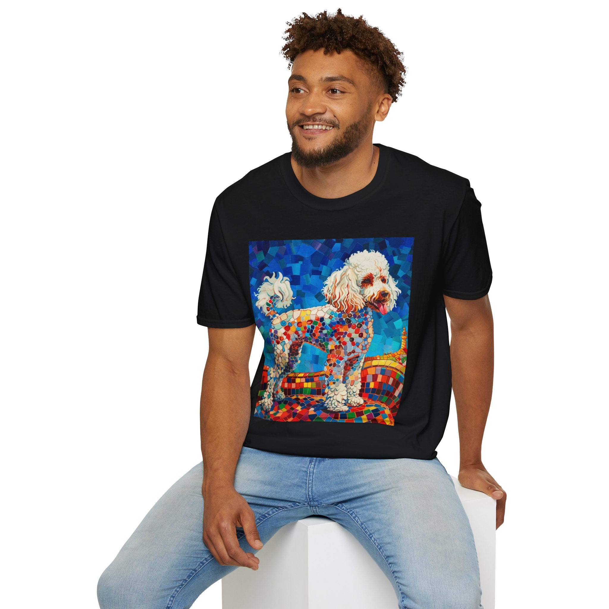 “Gaudí’s Good Boy” Mosaic Joy Tee – Unisex Softstyle Brights