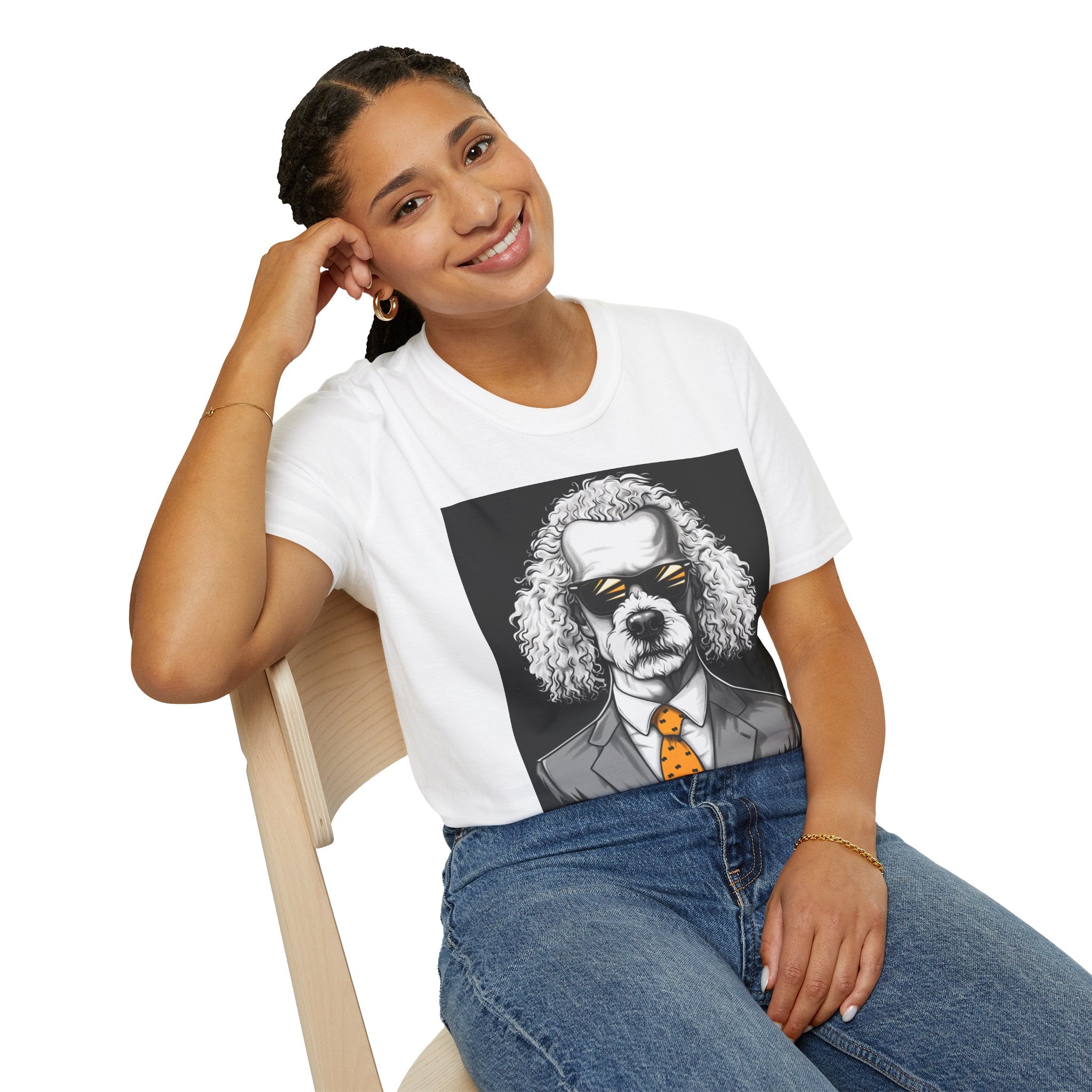 Cool Dog in Suit T-Shirt, Unisex Funny Graphic Tee, Pet Lover Gift, Casual Wear, Dog Dad Shirt, Humor Fashion