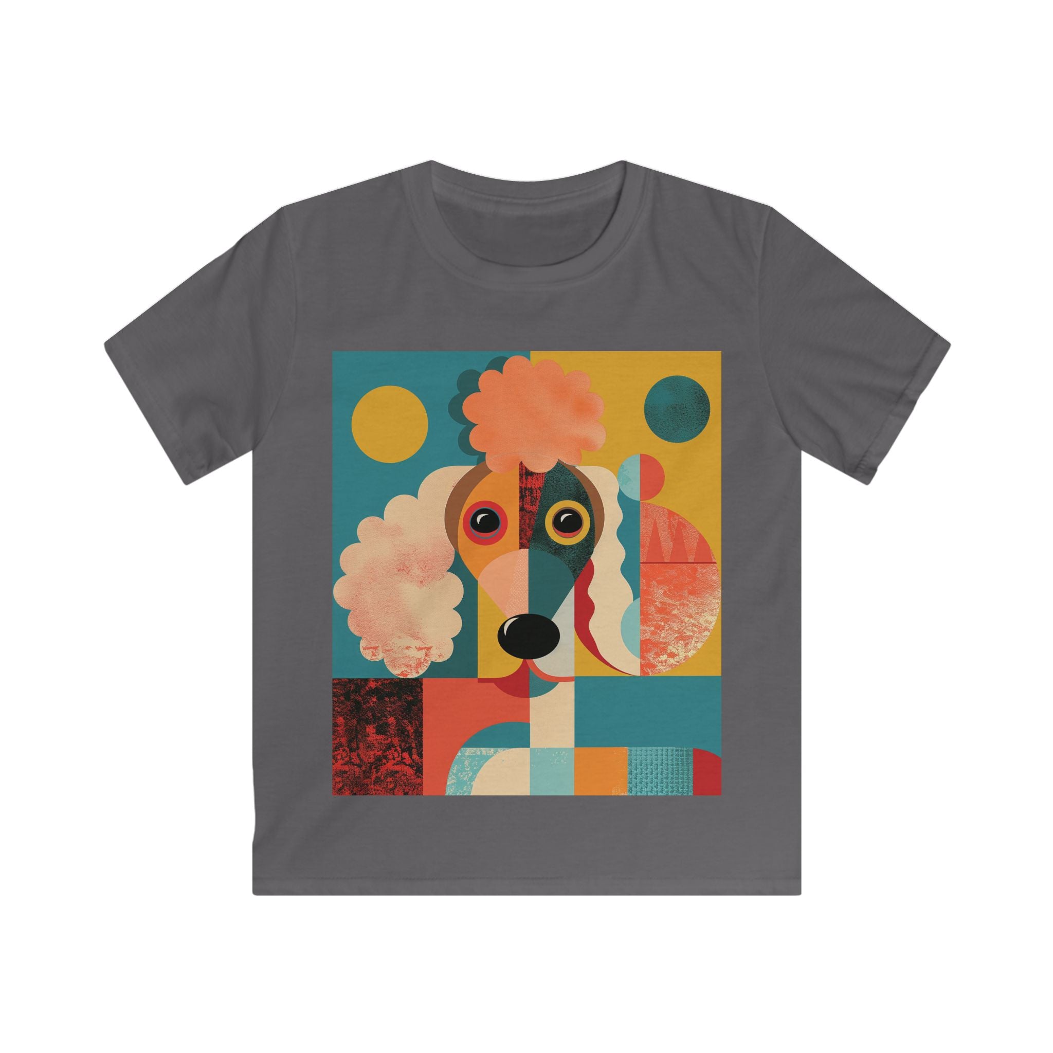 “PoodlePicasso” – Kids’ Geometric Poodle Art Tee