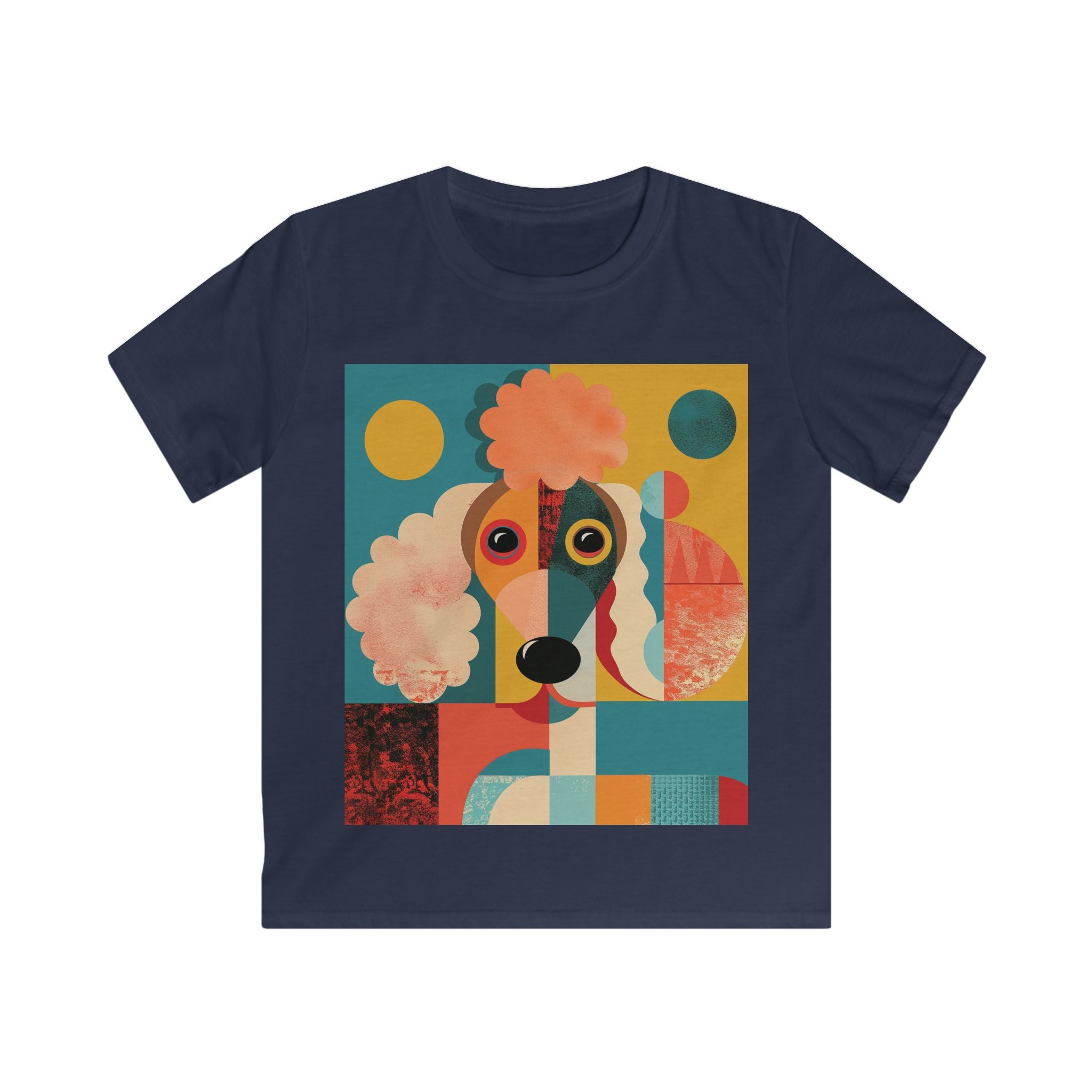 “PoodlePicasso” – Kids’ Geometric Poodle Art Tee