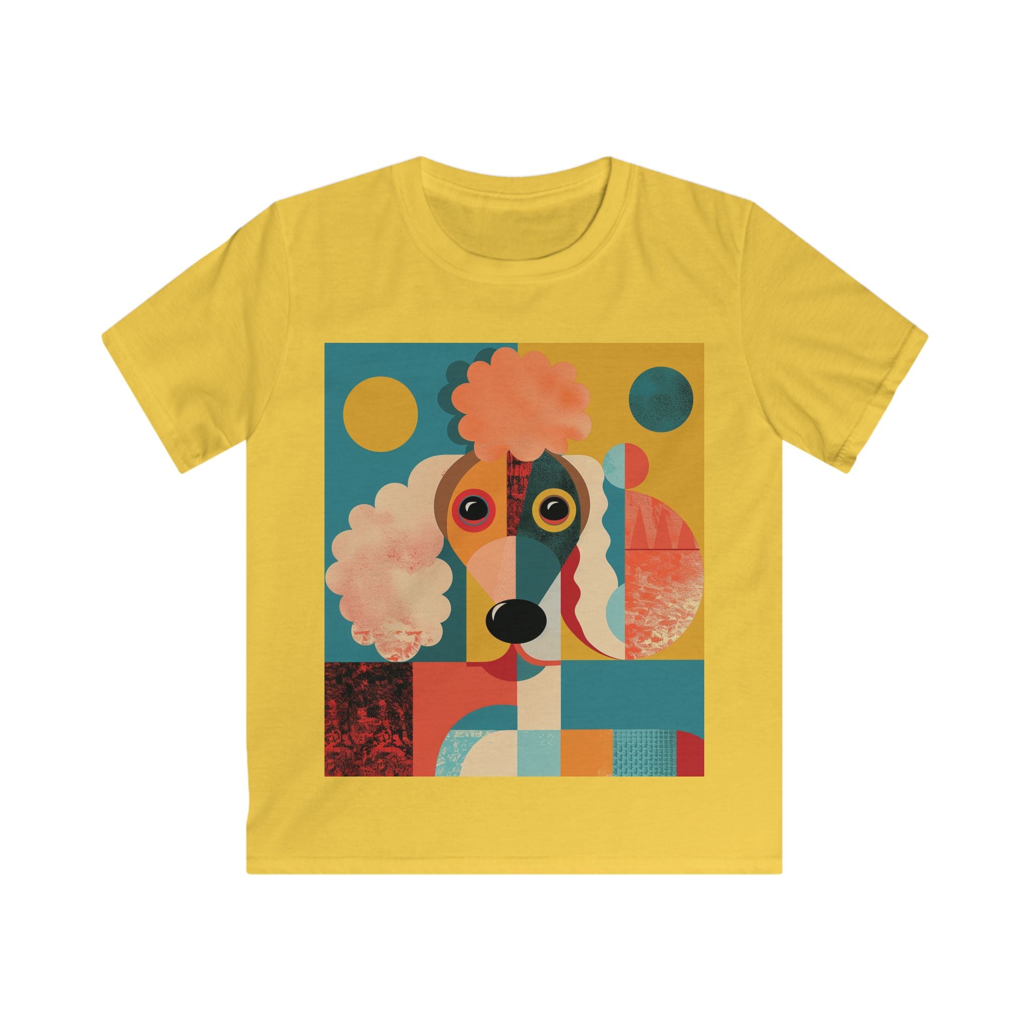 “PoodlePicasso” – Kids’ Geometric Poodle Art Tee