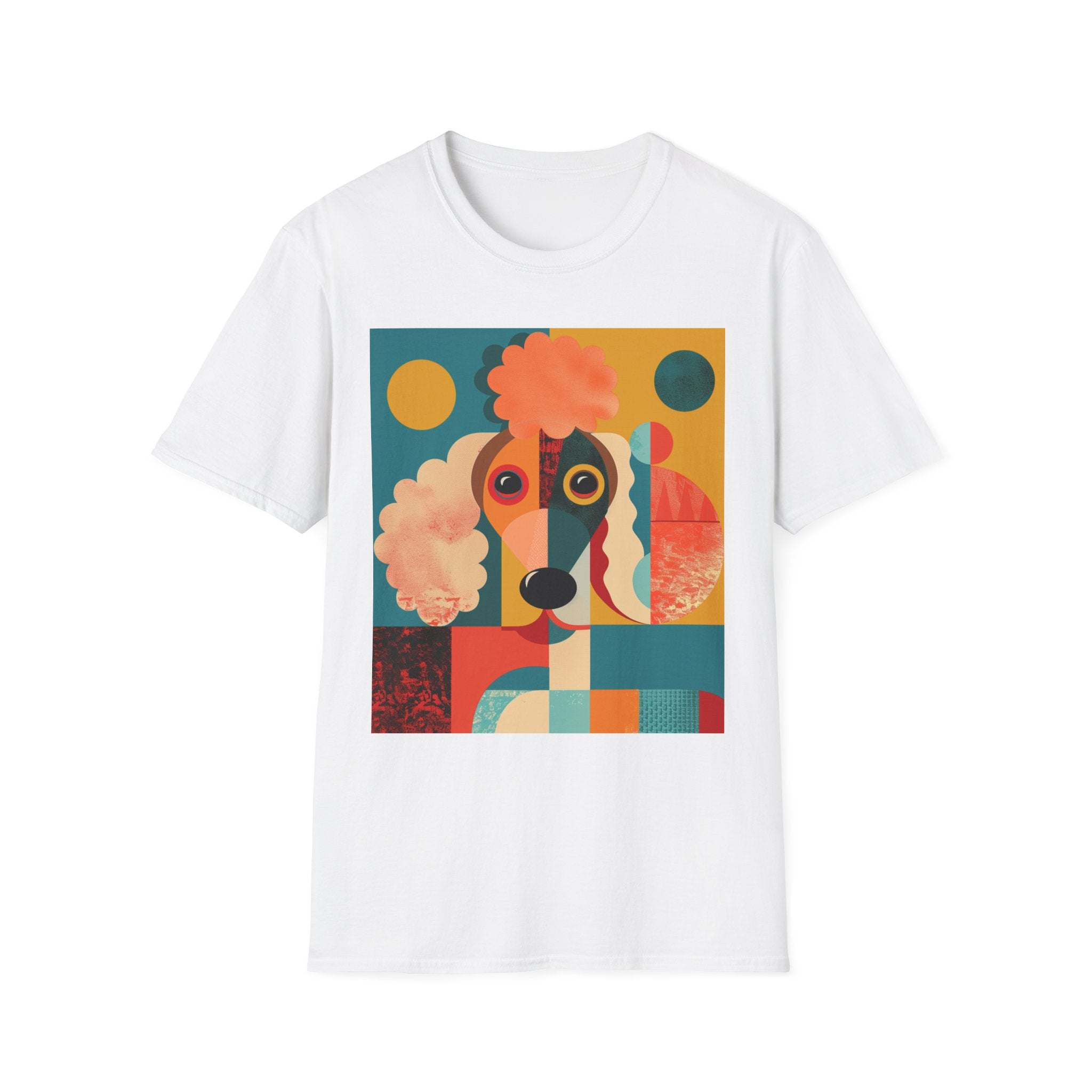 Colorful Dog Art Unisex Softstyle T-Shirt | Pet Lover Gift, Artistic Tee, Casual Wear, Birthday Gift, Unique Dog Design