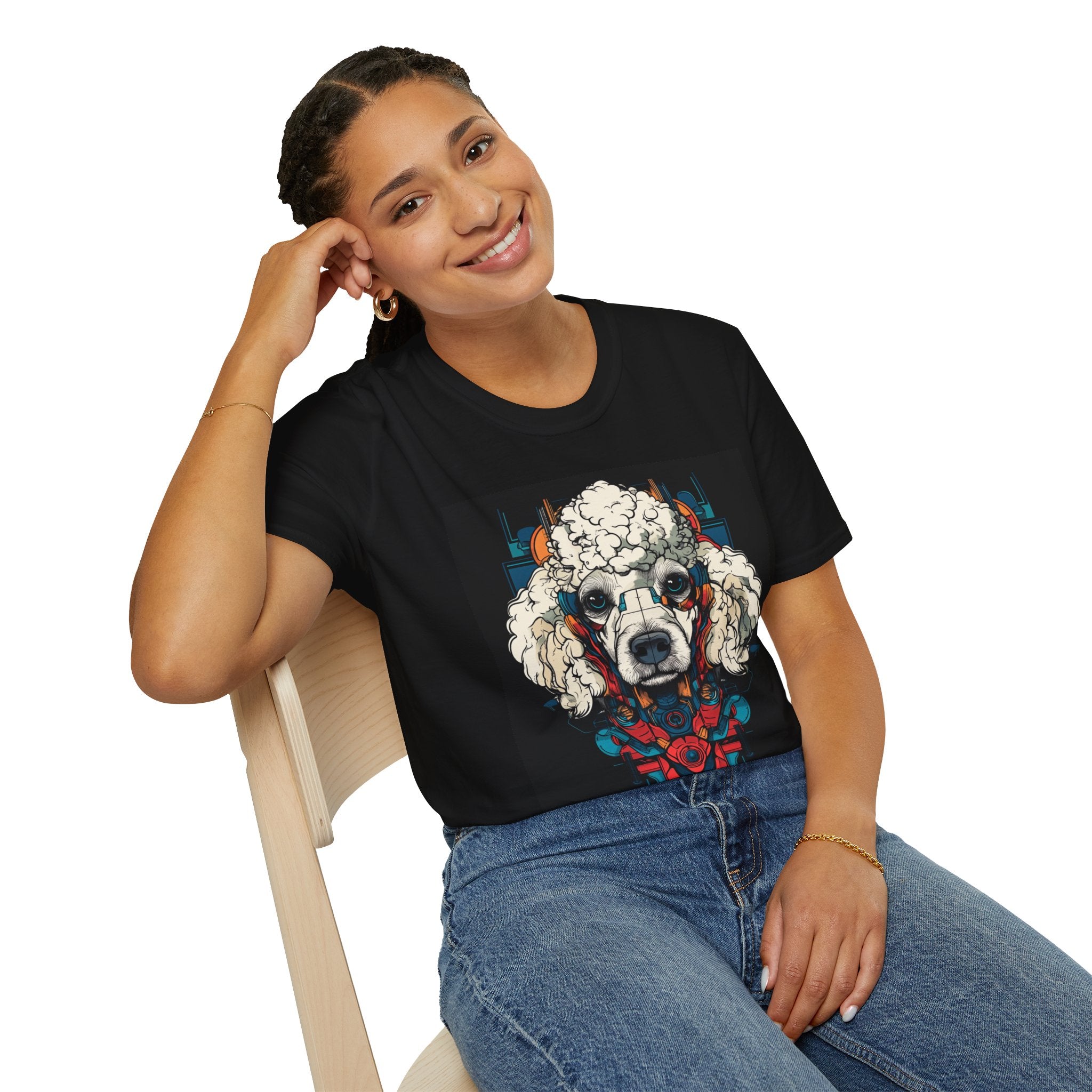 Artistic Poodle Graphic T-Shirt, Dog Lover Gift, Pet Owner Apparel, Unique Animal Lover Tee, Cute Animal Graphic Tee