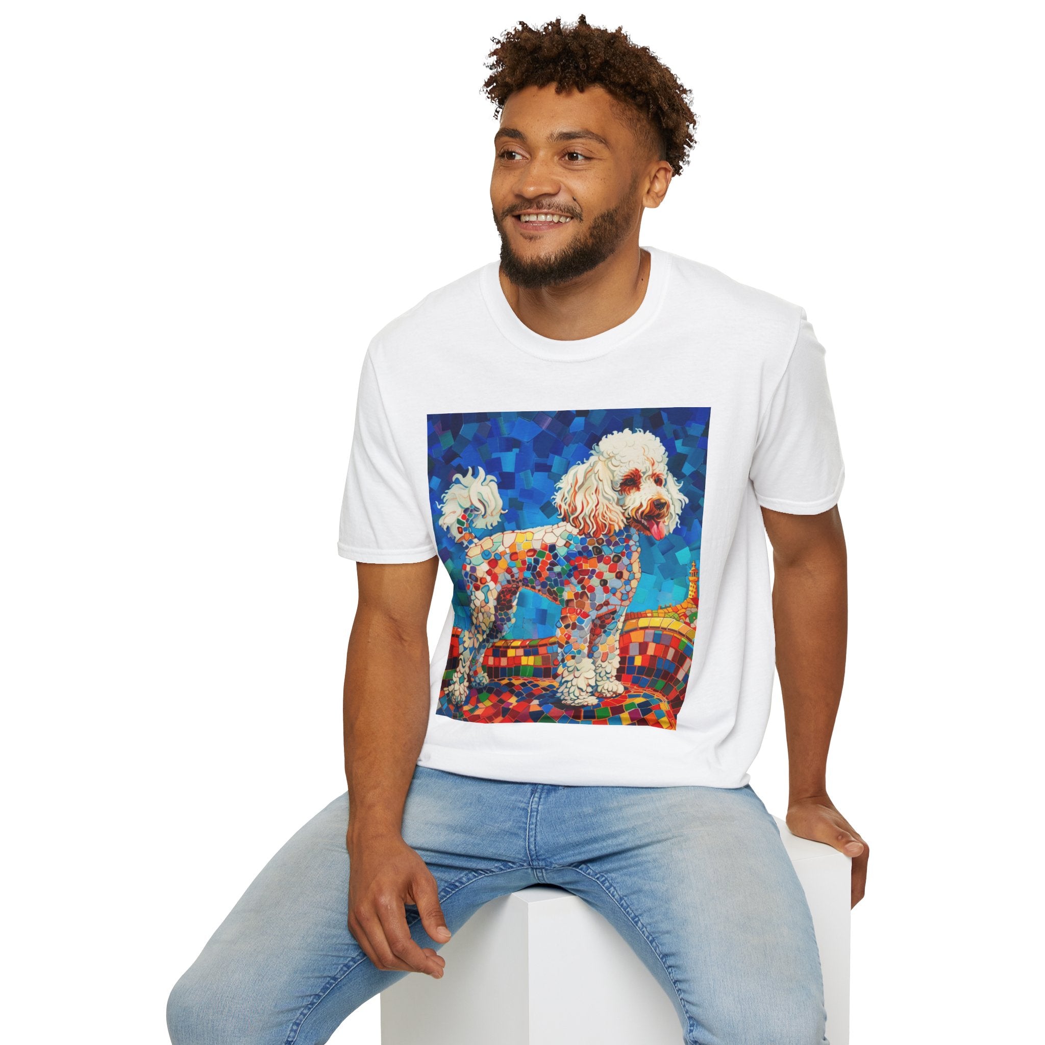 “Gaudí’s Good Boy” Mosaic Joy Tee – Unisex Softstyle Brights