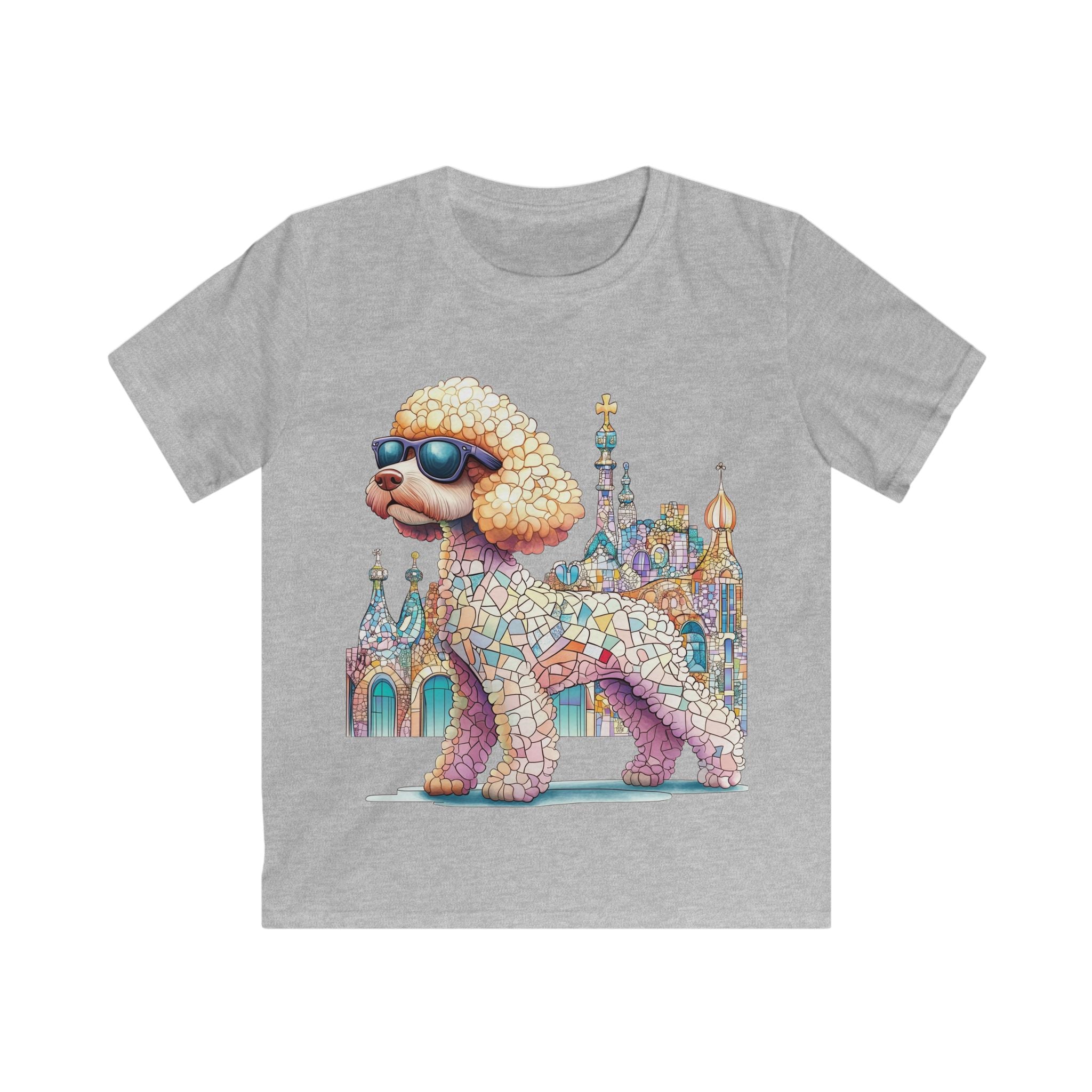"Gaudí Poodle Pals" Kids Mosaic Art T-Shirt – Creative & Colorful Style for Kids